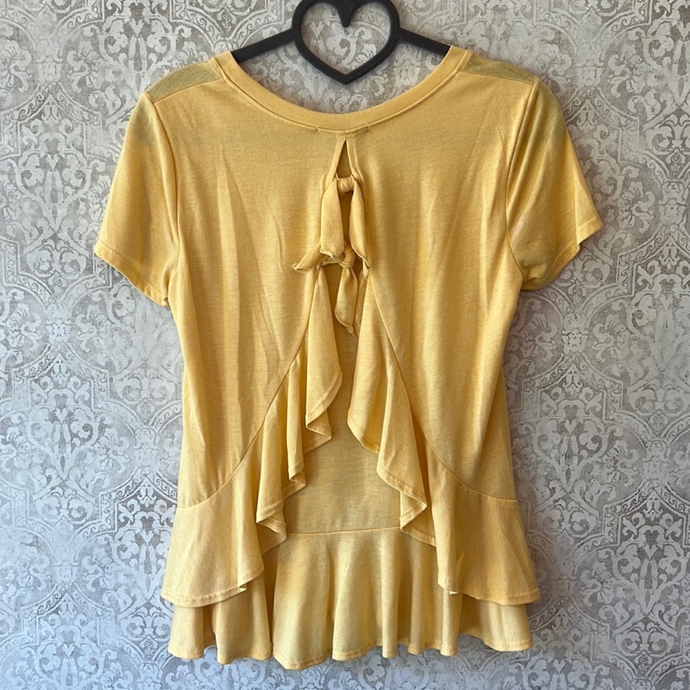 Goldenrod ruffled top from Altar’d State, size XS
